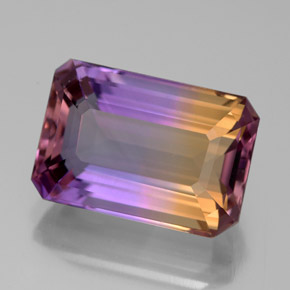 Ametrina naturale bicolore da 6,91 ct, taglio smeraldo, VVS
