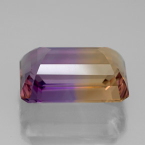 Ametrina naturale bicolore da 6,91 ct, taglio smeraldo, VVS