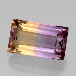 Ametrina naturale bicolore da 4,34 ct, baguette, VVS