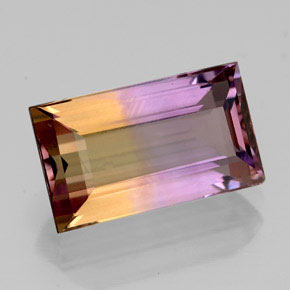 Ametrina naturale bicolore da 4,34 ct, baguette, VVS