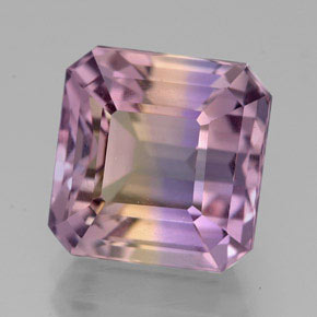 Ametrina naturale bicolore da 6,36 ct, taglio smeraldo, VVS