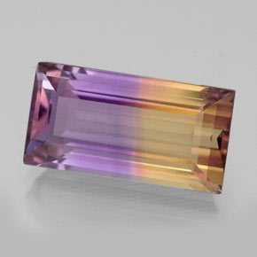 Ametrino Bicolore naturale da 7.46 ct, Taglio a baguette, VVS-VS