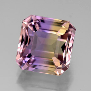 Ametrina naturale bicolore da 5,66 ct, taglio smeraldo, VVS