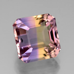 Ametrina naturale bicolore da 5,66 ct, taglio smeraldo, VVS