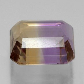 Ametrina naturale bicolore da 7,02 ct, taglio smeraldo, VVS