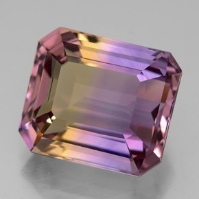 Ametrina naturale bicolore da 9,78 ct, taglio smeraldo, VVS
