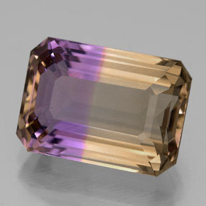 Ametrina naturale bicolore da 8,67 ct, taglio smeraldo, VVS