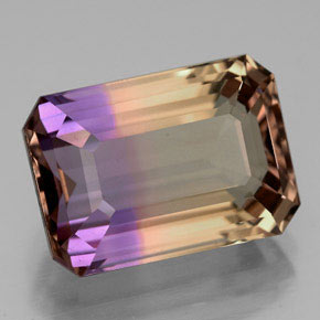 Ametrina naturale bicolore da 8,67 ct, taglio smeraldo, VVS