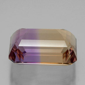 Ametrina naturale bicolore da 8,67 ct, taglio smeraldo, VVS
