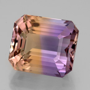 Ametrina naturale bicolore da 9,48 ct, taglio smeraldo, VVS