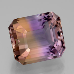 Ametrina naturale bicolore da 9,48 ct, taglio smeraldo, VVS