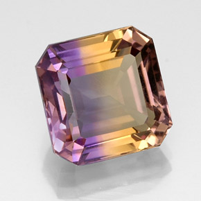 Ametrina naturale bicolore da 10,91 ct, taglio smeraldo, VVS