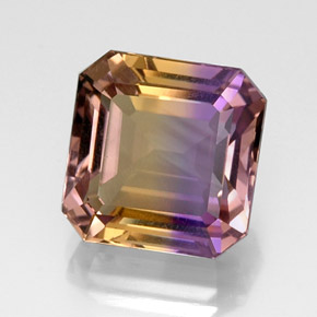 Ametrina naturale bicolore da 10,91 ct, taglio smeraldo, VVS