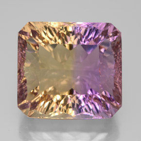 Ametrina naturale bicolore da 13,66 ct, taglio smeraldo, VVS