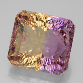 Ametrina naturale bicolore da 13,66 ct, taglio smeraldo, VVS