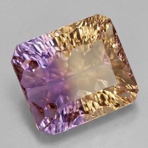 Ametrina naturale bicolore da 12,08 ct, taglio smeraldo, VVS