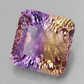 Ametrina naturale bicolore da 12,03 ct, taglio smeraldo, VVS