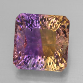 Ametrina naturale bicolore da 13,93 ct, taglio smeraldo, VVS