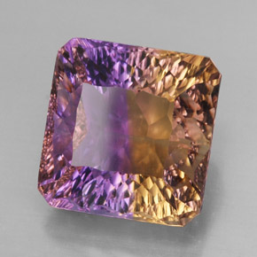 Ametrina naturale bicolore da 13,93 ct, taglio smeraldo, VVS