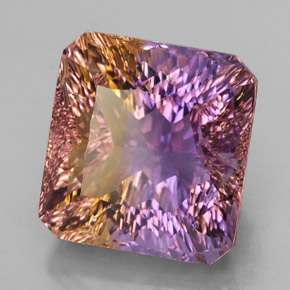 Ametrina naturale bicolore da 14,07 ct, taglio smeraldo, VVS