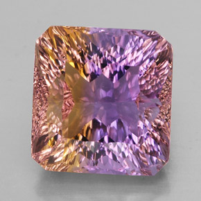 Ametrina naturale bicolore da 14,07 ct, taglio smeraldo, VVS