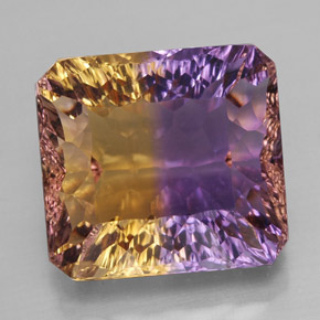 Ametrina naturale bicolore da 13,32 ct, taglio smeraldo, VVS