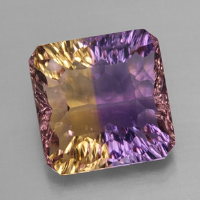 Ametrina naturale bicolore da 9,82 ct, taglio smeraldo, VVS