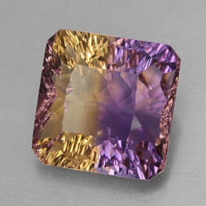 Ametrina naturale bicolore da 9,82 ct, taglio smeraldo, VVS