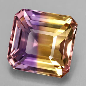 Ametrino Bicolore naturale da 12.16 ct, Taglio smeraldo, VVS