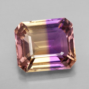 Ametrina naturale bicolore da 6,19 ct, taglio smeraldo, VVS