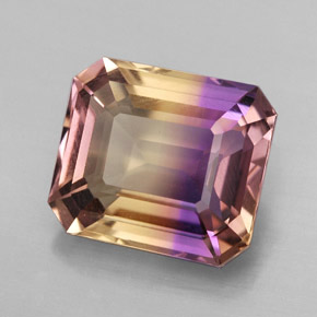 Ametrina naturale bicolore da 6,19 ct, taglio smeraldo, VVS