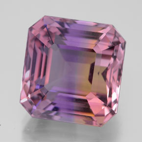 Ametrina naturale bicolore da 12,03 ct, taglio smeraldo, VVS