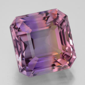 Ametrina naturale bicolore da 12,03 ct, taglio smeraldo, VVS