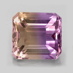 Ametrina naturale bicolore da 5,69 ct, taglio smeraldo, VVS