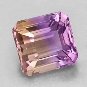 Ametrina naturale bicolore da 5,69 ct, taglio smeraldo, VVS