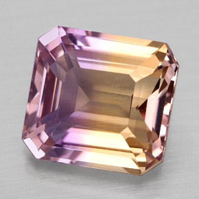 Ametrina naturale bicolore da 4,39 ct, taglio smeraldo, VVS