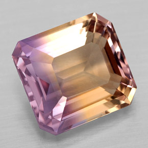 Ametrina naturale bicolore da 4,39 ct, taglio smeraldo, VVS