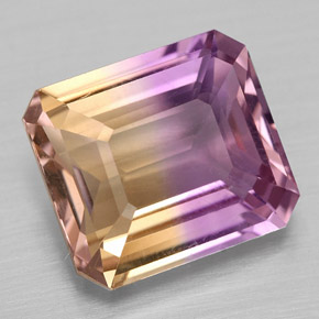 Ametrina naturale bicolore da 4,28 ct, taglio smeraldo, VVS