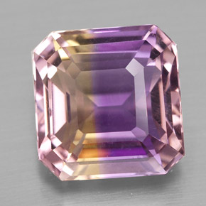 Ametrina naturale bicolore da 4,82 ct, taglio smeraldo, VVS