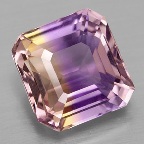 Ametrina naturale bicolore da 4,82 ct, taglio smeraldo, VVS