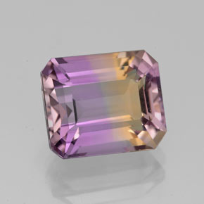 Ametrina naturale bicolore da 4,38 ct, taglio smeraldo, VVS