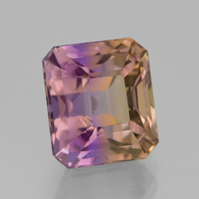 Ametrino Bicolore naturale da 5.80 ct, Taglio smeraldo, VVS