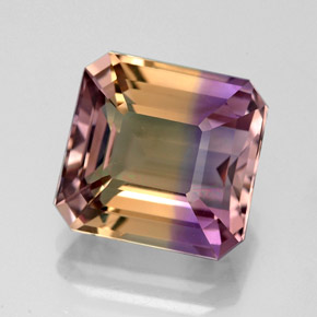 Ametrino Bicolore naturale da 4.67 ct, Taglio smeraldo, VVS