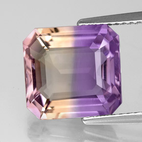 Ametrina naturale bicolore da 5,42 ct, taglio smeraldo, VVS