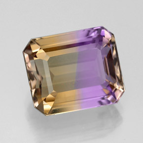 Ametrina naturale bicolore da 5,22 ct, taglio smeraldo, VVS