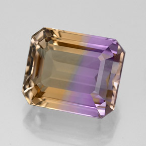 Ametrina naturale bicolore da 5,22 ct, taglio smeraldo, VVS