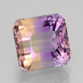Ametrina naturale bicolore da 4,23 ct, taglio smeraldo, VVS