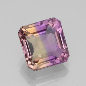 Ametrina naturale bicolore da 2,90 ct, taglio smeraldo, VVS