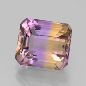 Ametrino Bicolore naturale da 3.97 ct, Taglio smeraldo, VVS