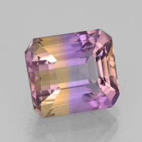 Ametrino Bicolore naturale da 3.97 ct, Taglio smeraldo, VVS